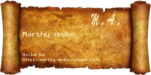 Marthy Andor névjegykártya